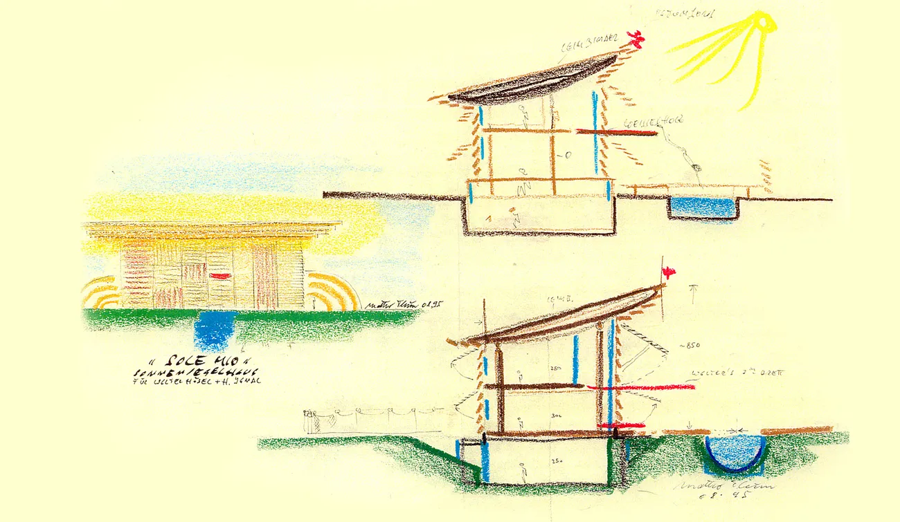 Sketch for O Sole Mio, prefab house system for Griffner