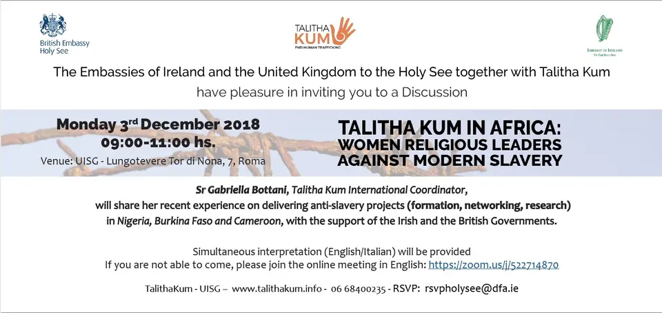 TALITHA KUM IN AFRICA: Women Religious leaders against modern slavery
